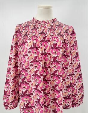 J Crew Liberty of London Print Blouse Pink Floral Button up Top Cotton XL